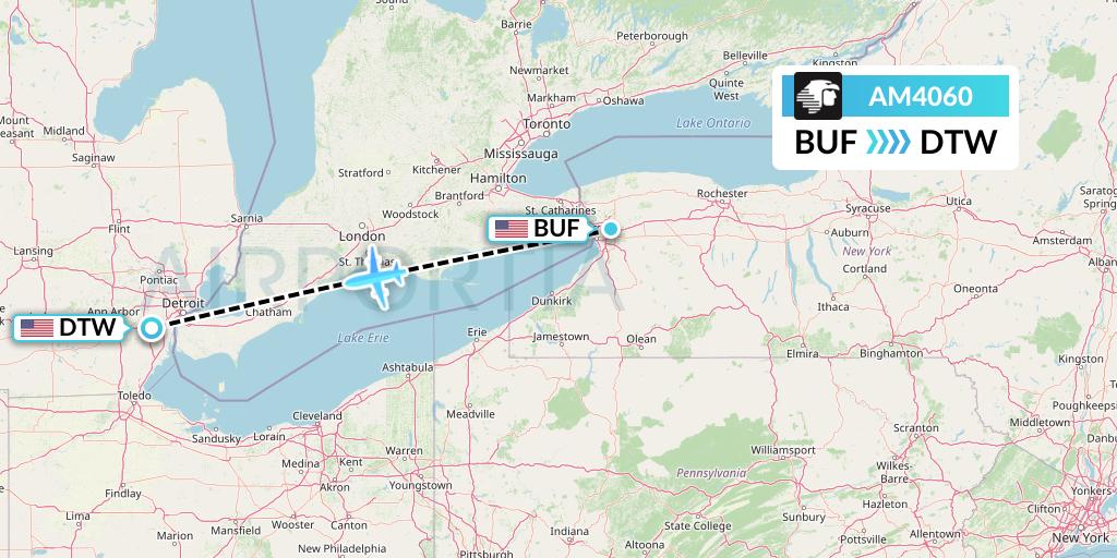 AM4060 Aeromexico Flight Map: Buffalo to Detroit