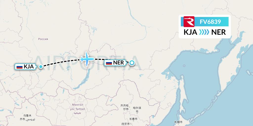 FV6839 Rossiya Flight Map: Krasnoyarsk to Chulman