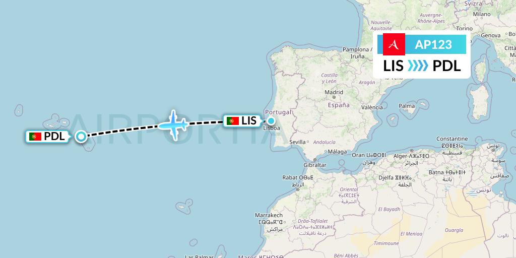 AP123 AlbaStar Flight Map: Lisbon to Ponta Delgada