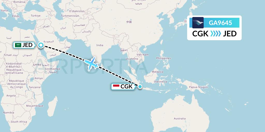 GA9645 Garuda Indonesia Flight Map: Jakarta to Jeddah