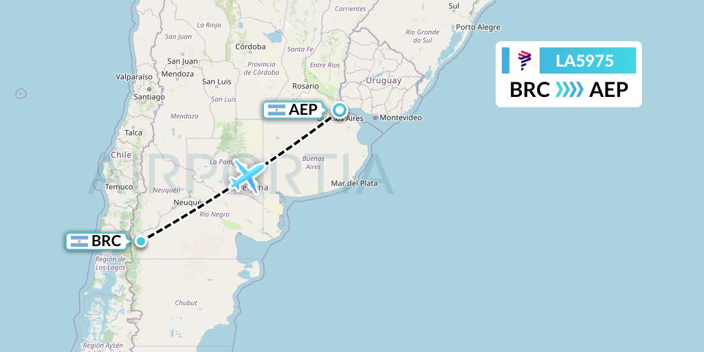 LA5975 LAN Airlines Flight Map: San Carlos de Bariloche to Buenos Aires