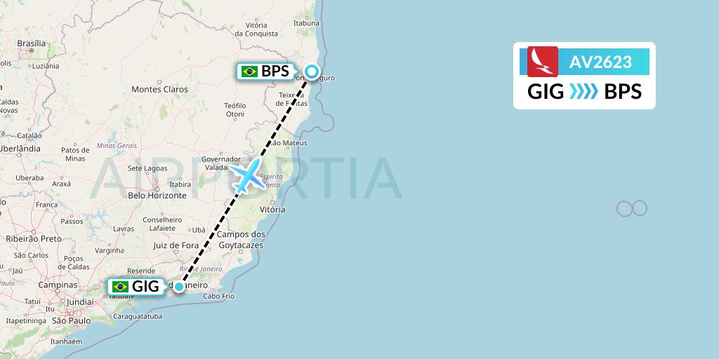 AV2623 Avianca Flight Map: Rio de Janeiro to Porto Seguro