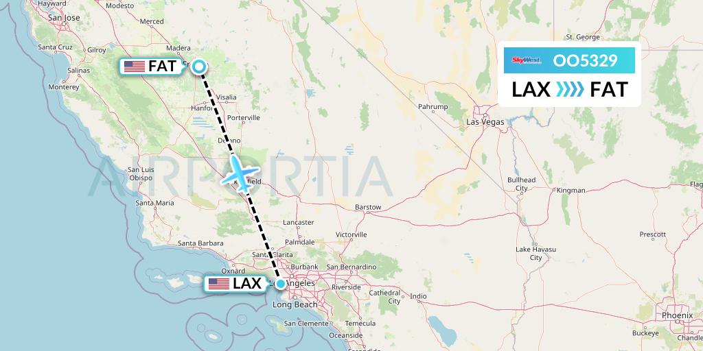 OO5329 SkyWest Airlines Flight Map: Los Angeles to Fresno