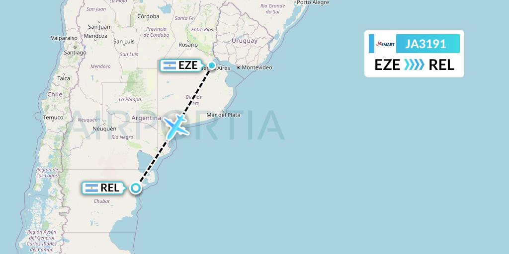 JA3191 JetSMART Flight Map: Buenos Aires to Trelew
