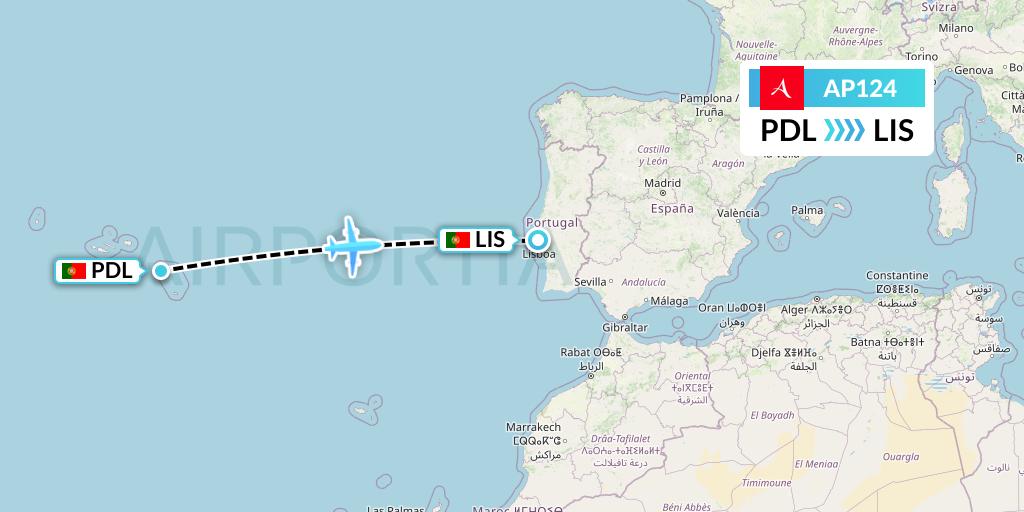 AP124 AlbaStar Flight Map: Ponta Delgada to Lisbon