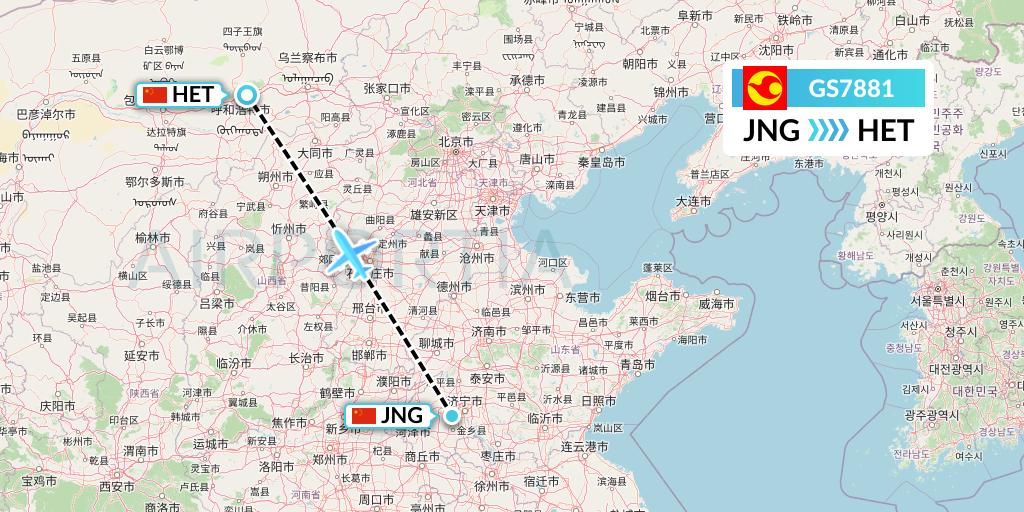 GS7881 Tianjin Airlines Flight Map: Jining to Hohhot