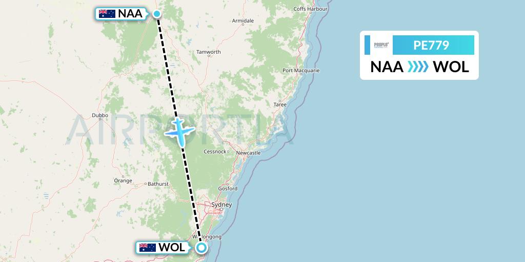 PE779 People's Viennaline Flight Map: Narrabri to Australia