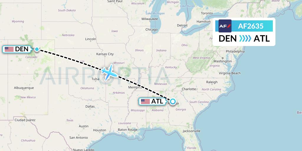 AF2635 Air France Flight Map: Denver to Atlanta