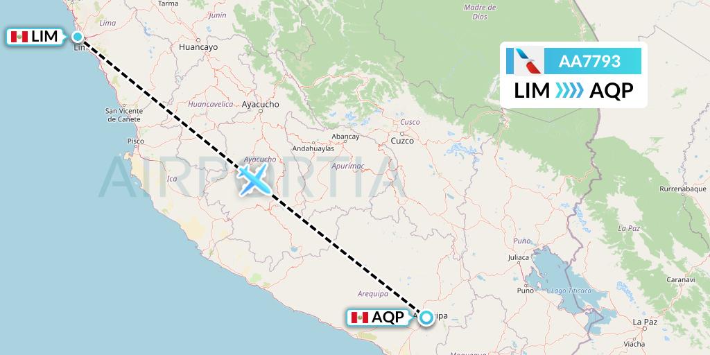 AA7793 American Airlines Flight Map: Lima to Arequipa