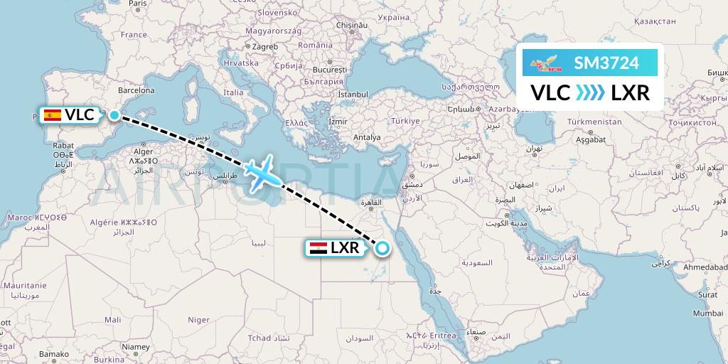 SM3724 Air Cairo Flight Map: Valencia to Luxor