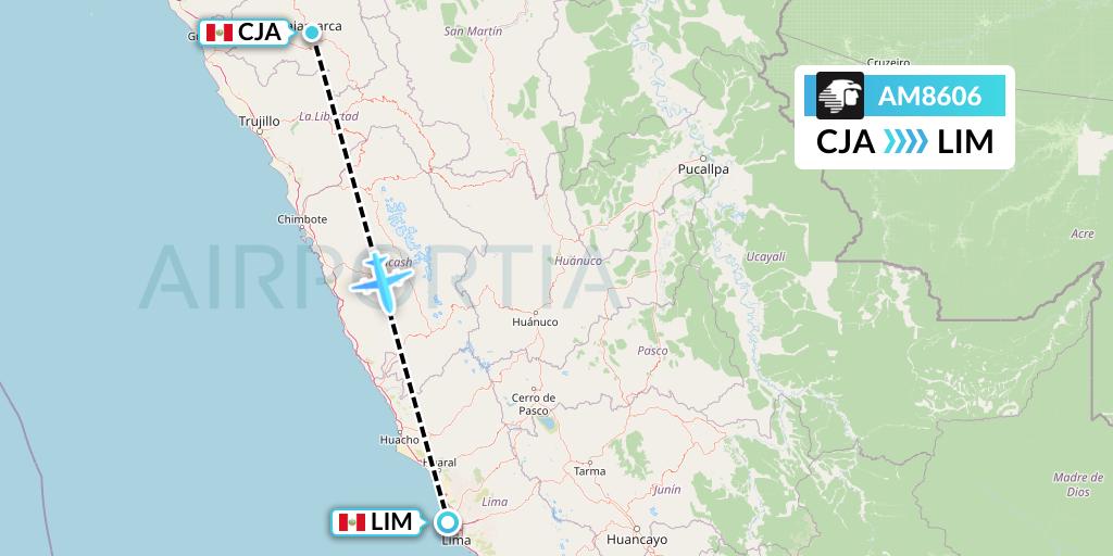 AM8606 Aeromexico Flight Map: Cajamarca to Lima