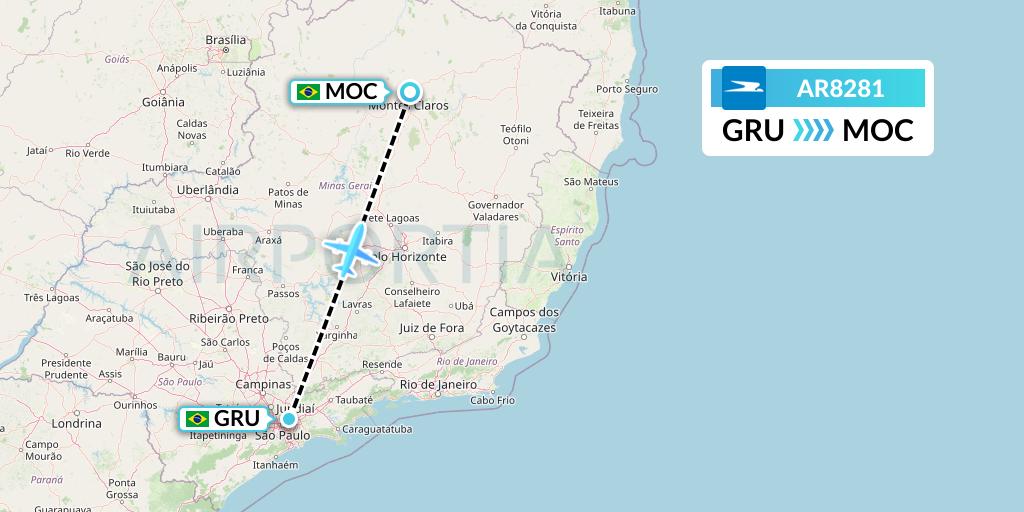 AR8281 Aerolineas Argentinas Flight Map: Sao Paulo to Montes Claros