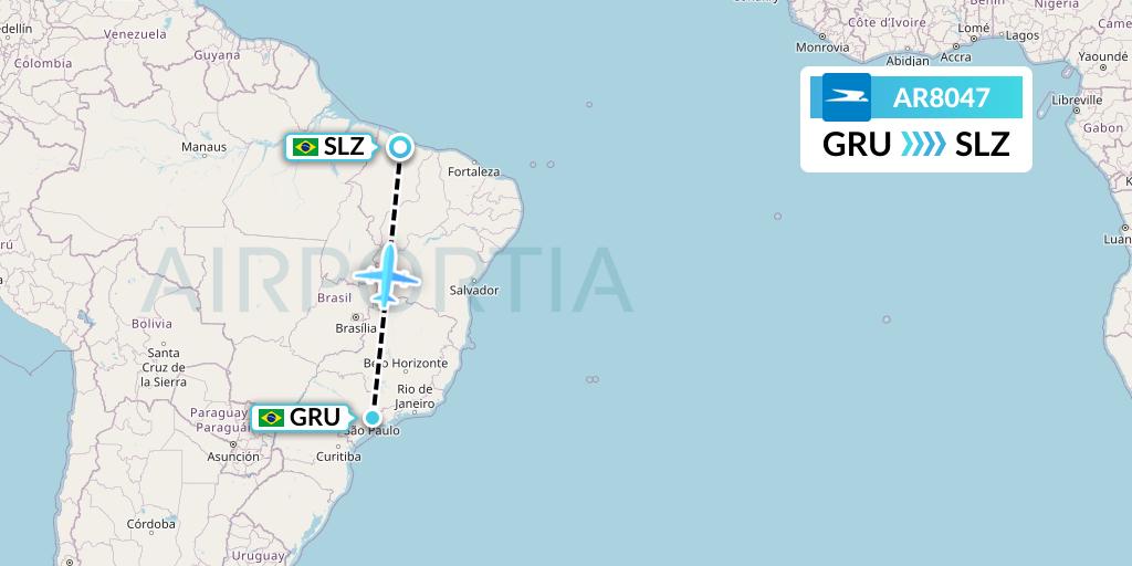AR8047 Aerolineas Argentinas Flight Map: Sao Paulo to Sao Luis