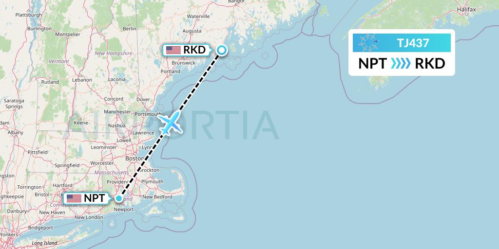 TJ437 Tradewind Aviation Flight Map: Newport to Rockland