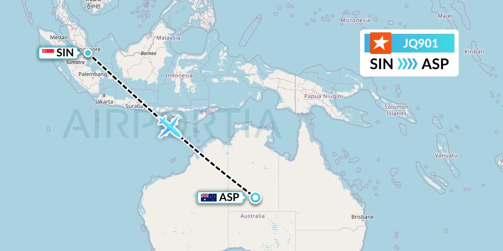 JQ901 Jetstar Airways Flight Map: Singapore to Alice Springs