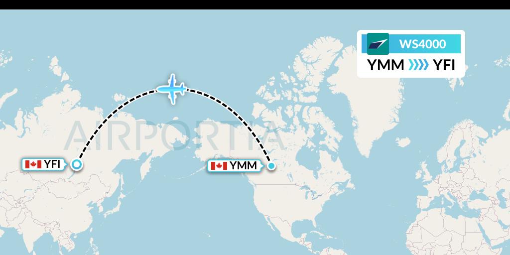 WS4000 WestJet Flight Map: Fort McMurray to Fort MacKay