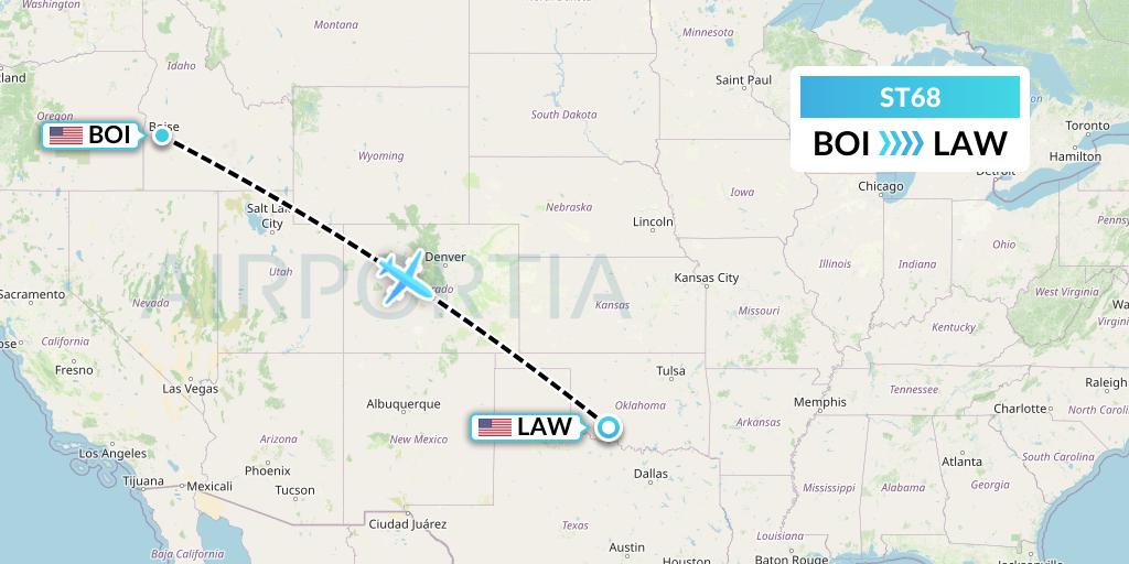 ST68 Air Thanlwin Flight Map: Boise to Lawton