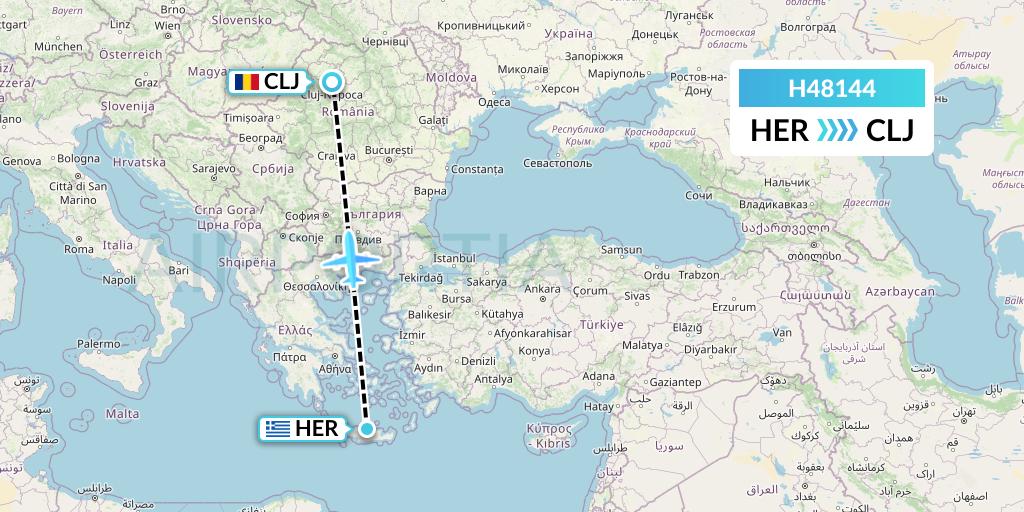 H48144 Hisky Europe Srl Flight Map: Heraklion to Cluj-Napoca