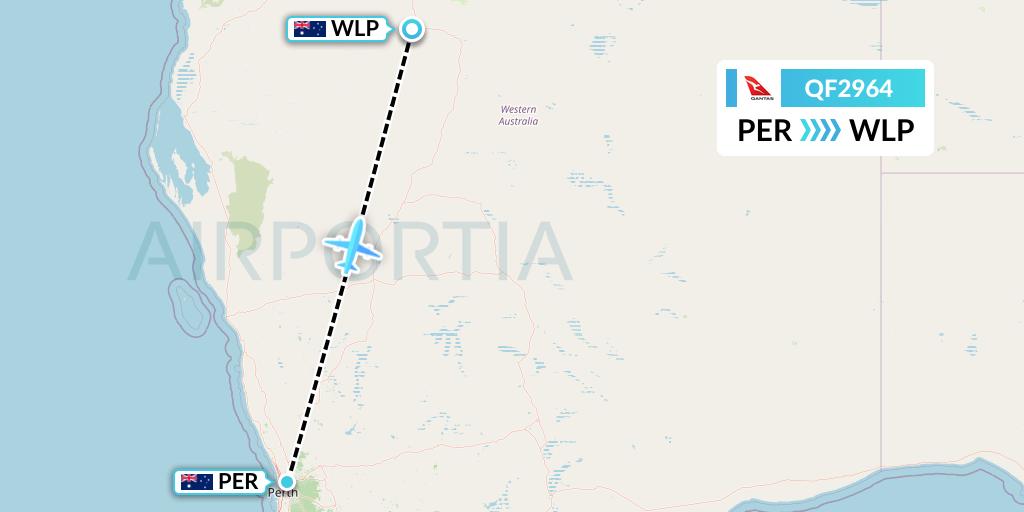 QF2964 Qantas Flight Map: Perth to West Angelas