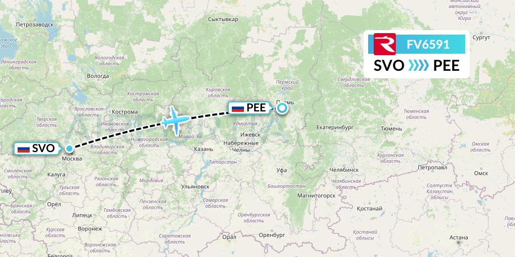 FV6591 Rossiya Flight Map: Moscow to Perm
