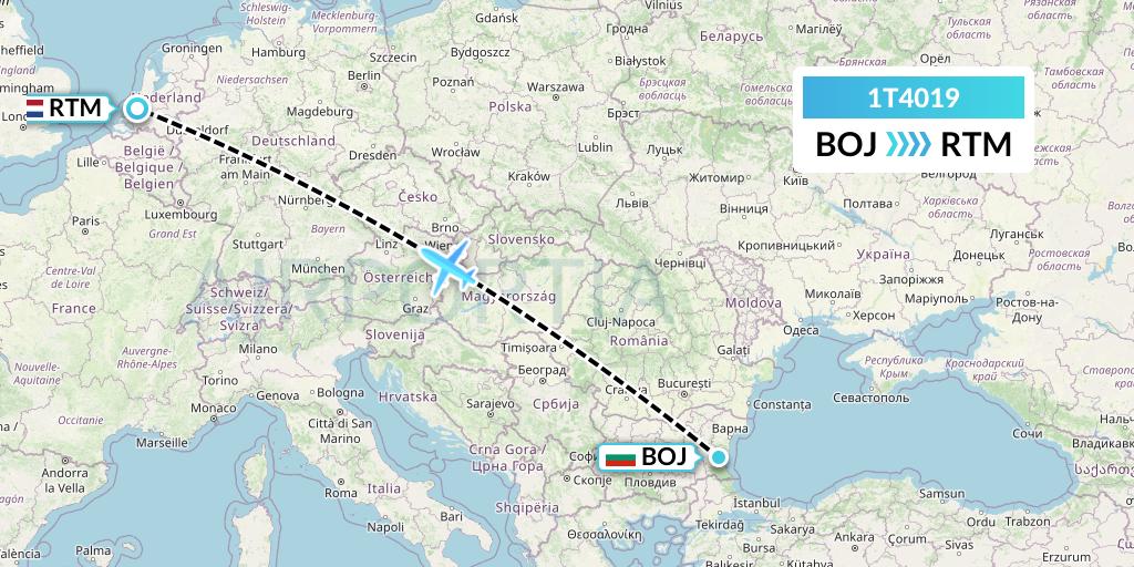 1T4019 Russian Sky Flight Map: Burgas to Rotterdam
