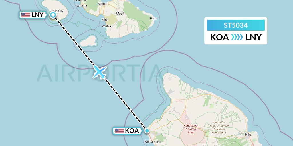 ST5034 Air Thanlwin Flight Map: Kailua-Kona to Lanai