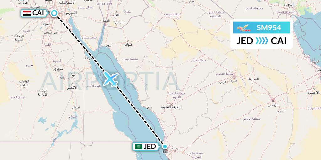 SM954 Air Cairo Flight Map: Jeddah to Cairo