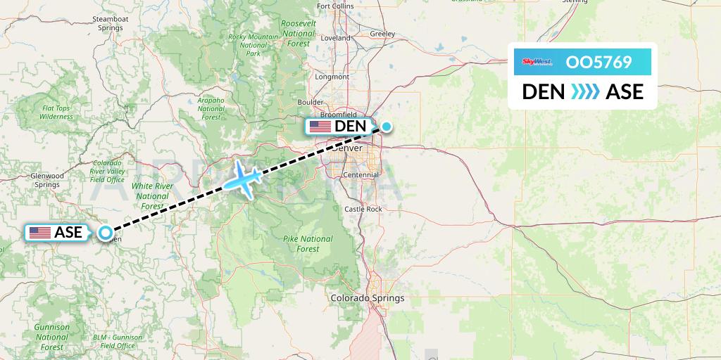 OO5769 SkyWest Airlines Flight Map: Denver to Aspen