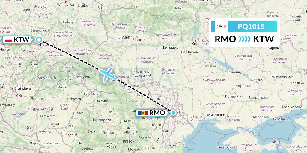 PQ1015 SkyUp Airlines Flight Map: Chisinau to Katowice