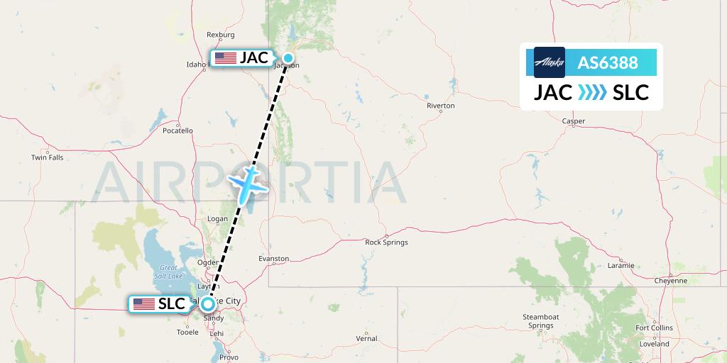 AS6388 Alaska Airlines Flight Map: Jackson to Salt Lake City