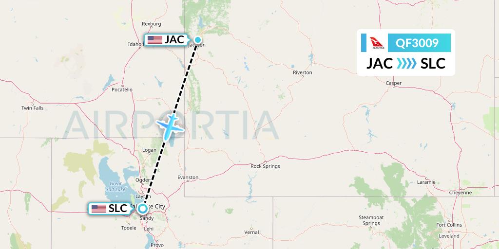 QF3009 Qantas Flight Map: Jackson to Salt Lake City