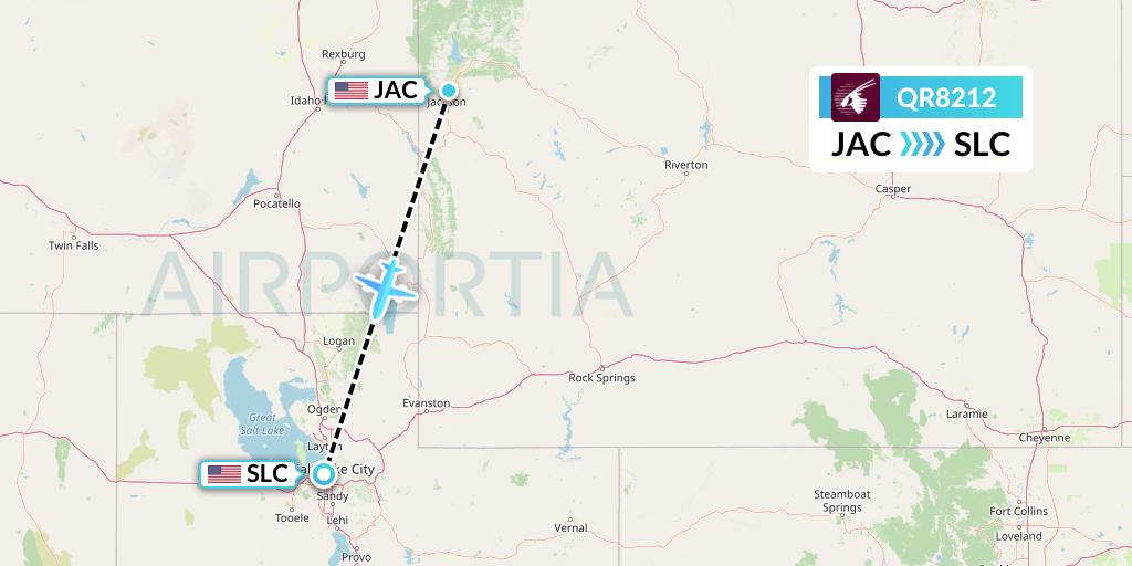 QR8212 Qatar Airways Flight Map: Jackson to Salt Lake City
