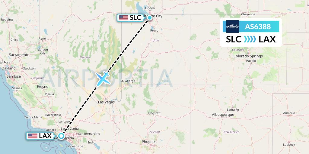 AS6388 Alaska Airlines Flight Map: Salt Lake City to Los Angeles