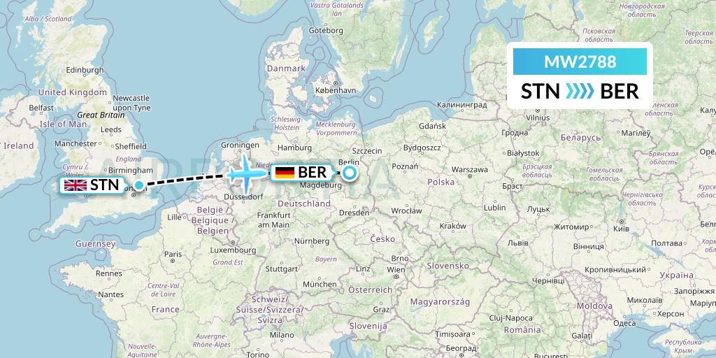 MW2788 Mokulele Flight Service Flight Map: London to Berlin