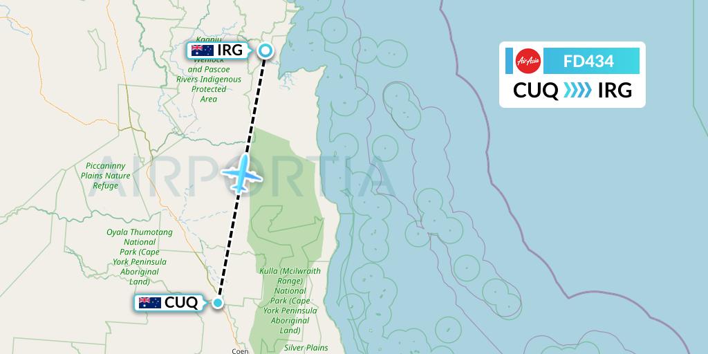 FD434 Thai AirAsia Flight Map: Australia to Australia