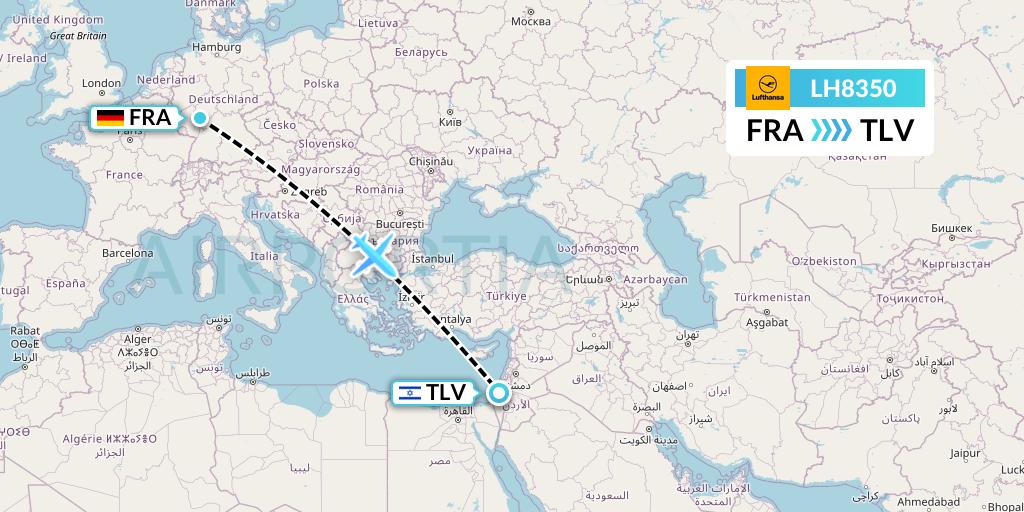 LH8350 Lufthansa Flight Map: Frankfurt to Tel Aviv