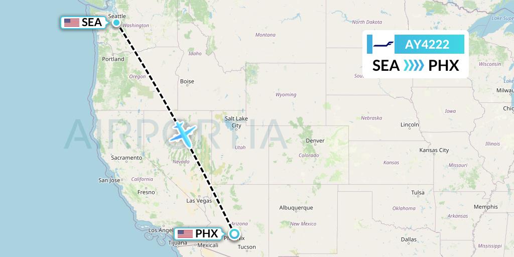 AY4222 Finnair Flight Map: Seattle to Phoenix