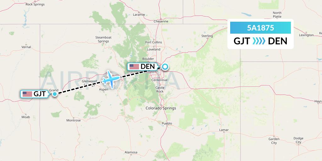 5A1875 Alpine Air Express Flight Map: Grand Junction to Denver