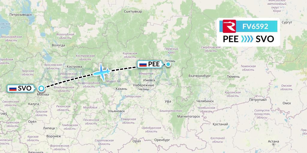 FV6592 Rossiya Flight Map: Perm to Moscow