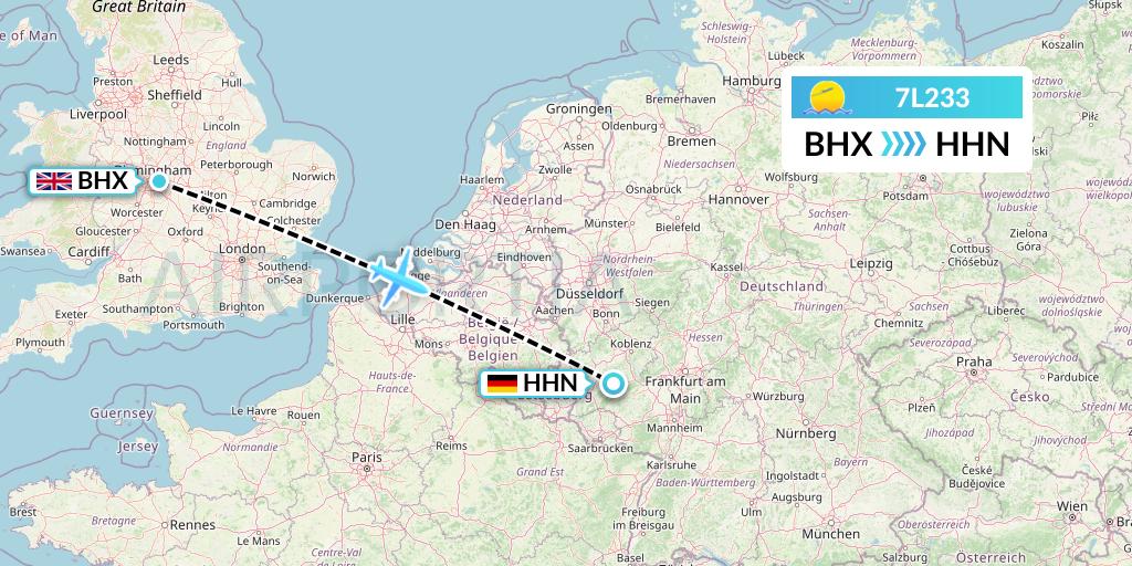 7L233 Silk Way West Airlines Flight Map: Birmingham to Hahn