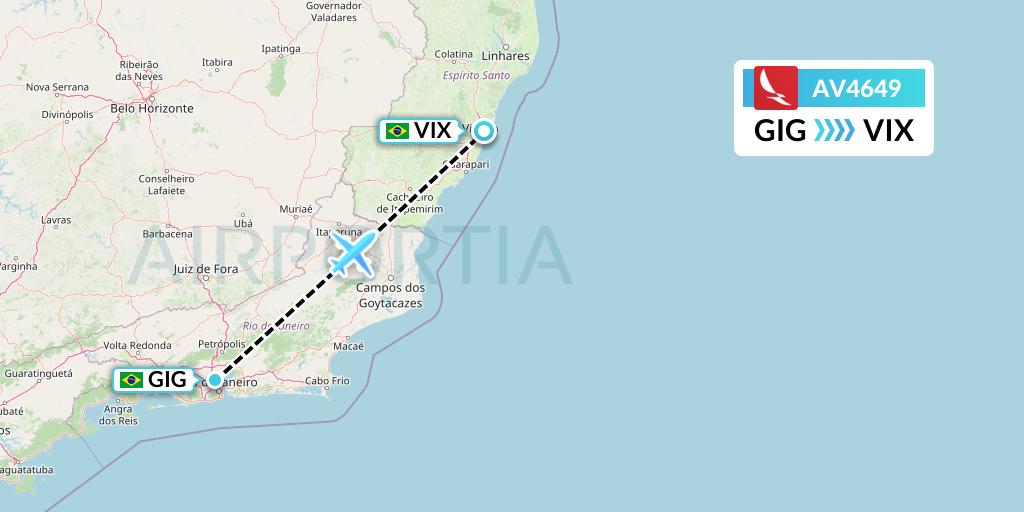 AV4649 Avianca Flight Map: Rio de Janeiro to Vitoria