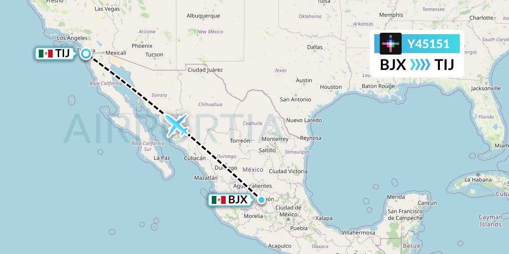 Y45151 Volaris Flight Map: Silao to Tijuana