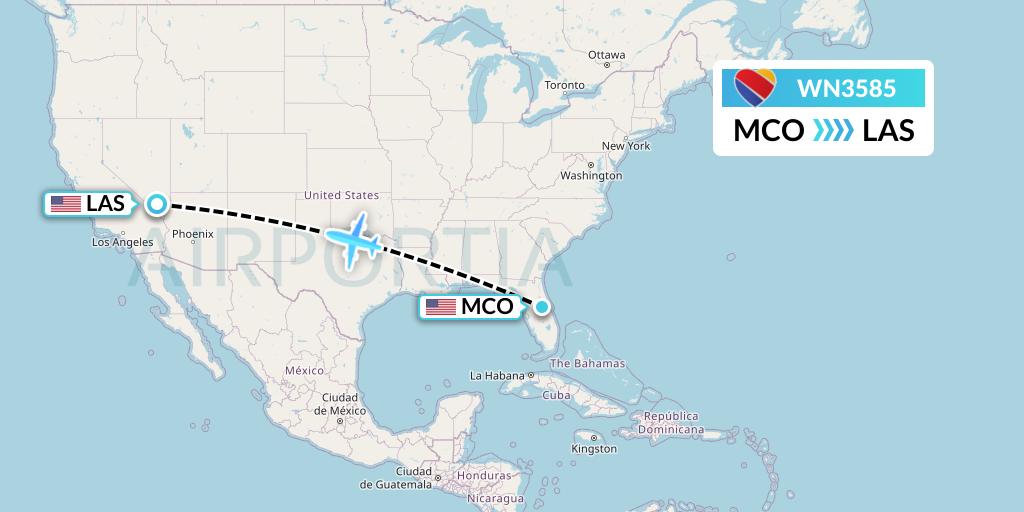 WN3585 Southwest Airlines Flight Map: Orlando to Las Vegas