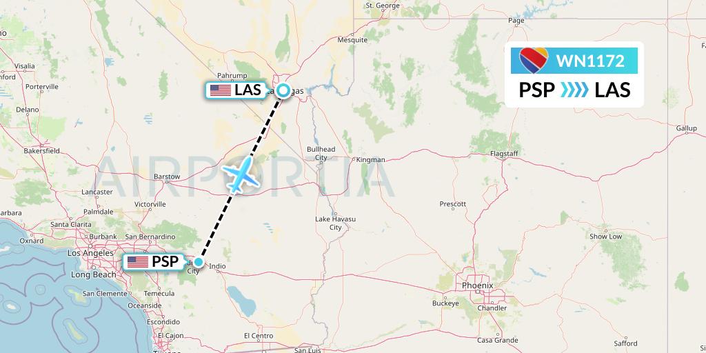 WN1172 Southwest Airlines Flight Map: Palm Springs to Las Vegas