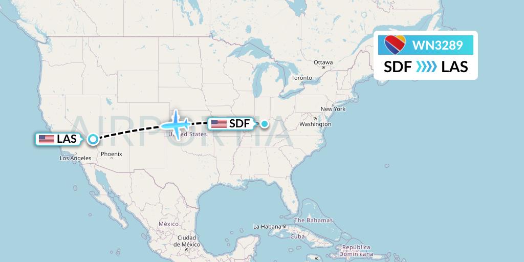 WN3289 Southwest Airlines Flight Map: Louisville to Las Vegas
