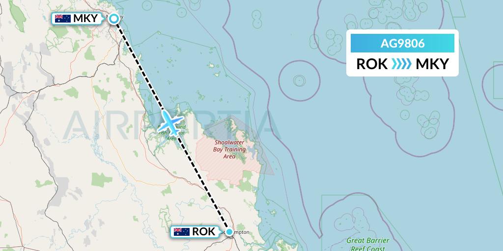 AG9806 Aruba Airlines Flight Map: Rockhampton to Mackay