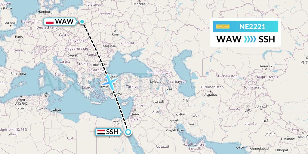 NE2221 Nesma Airlines Flight Map: Warsaw to Sharm el-Sheikh