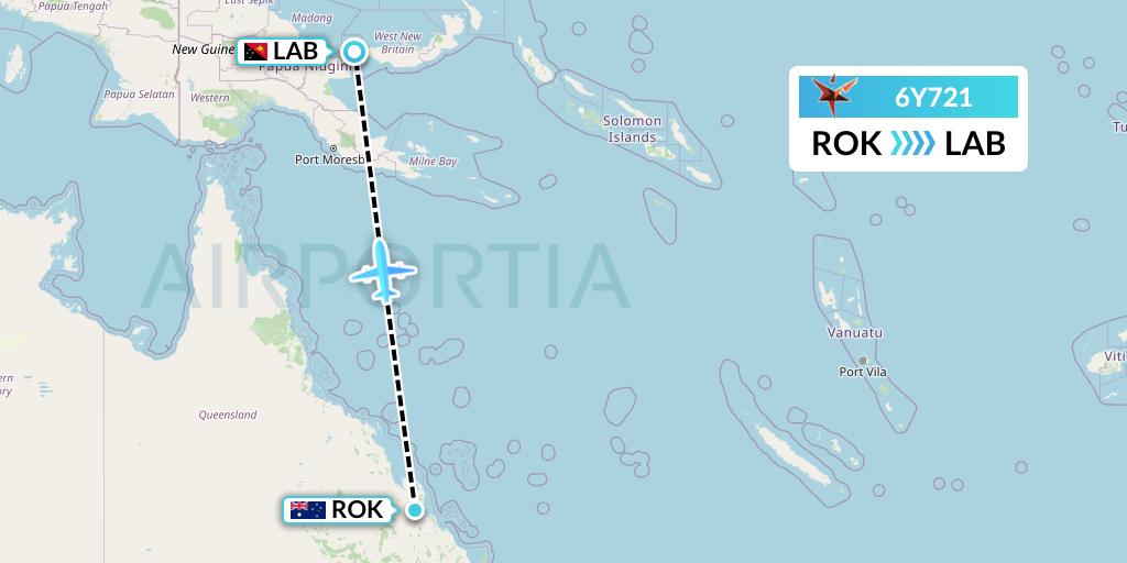6Y721 SmartLynx Flight Map: Rockhampton to Lablab