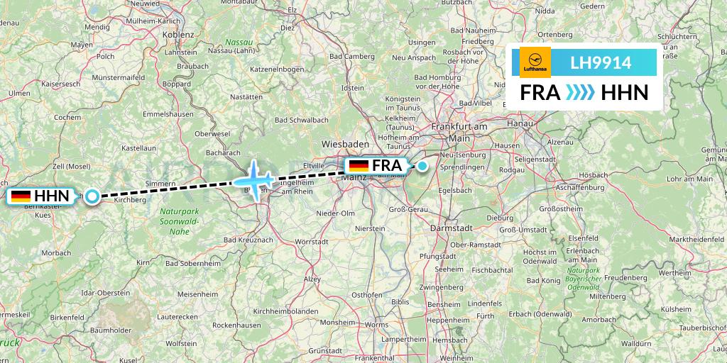 LH9914 Lufthansa Flight Map: Frankfurt to Hahn