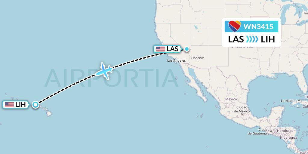 WN3415 Southwest Airlines Flight Map: Las Vegas to Lihue